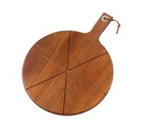 Pizza Board - Wooden Pizza Peel, Large Round Pizzas Cutting Boards, 6 Grooves Large Tray | Wood Pizzas Peel Cutting Board For Home Kitchen Baking Oven Accessories Serving Charcuterie Meat Cheese Bread