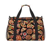 Pizza - Bolsa de viaje 3D con cremalleras y asas, bolsa de lona plegable grande para vacaciones familiares, Black, Talla única