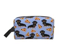Pizza Comida Perro Salchicha Lindo, Bolsa de Maquillaje Bolsa de cosméticos Bolsa de artículos de tocador de Viaje portátil Organizador de Bolsa de Maquillaje