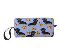 Pizza Comida Perro Salchicha Lindo, Bolsa de Maquillaje Bolsa de cosméticos Bolsa de artículos de tocador de Viaje portátil Bolsa de Maquillaje