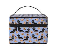 Pizza Comida Perro Salchicha Lindo, Bolsa de Maquillaje Bolsa de cosméticos Bolsa de Aseo de Viaje portátil Estuche para lápices