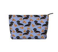 Pizza Comida Perro Salchicha Lindo,Neceser de Pana, Neceser de Maquillaje portátil, Neceser de Viaje