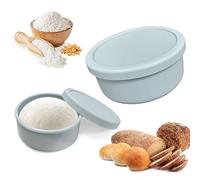 Pizza con Coperchio, Contenitore Pizza in Silicone Senza BPA, Resistente al Calore, Antiaderente, Compatto, Pizza con Coperchio Ideale per Lievitazione, Congelamento e Cottura, 2 Pezzi , Azul