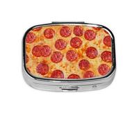 Pizza de peperoni modelo 3d, Pastillero cuadrado para bolsillo o monedero, pequeño contenedor de pastillas, organizador de pastillas de viaje