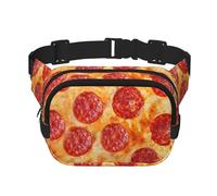 Pizza de Pepperoni en 3D,Riñonera Cuadrada de Doble Capa, Bolso de Viaje, Bolso Informal para el Pecho.