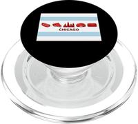 Pizza de Perro Caliente Bandera de Chicago Carne Italiana y Horizonte de la Ciudad PopSockets PopGrip para MagSafe