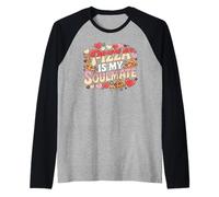 Pizza is My Soulmate Funny Food Lover Foodie Hombres Mujeres Camiseta Manga Raglan