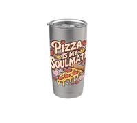 Pizza Is My Soulmate Funny Foodie Food Lover Hombres Mujeres Vaso térmico de acero inoxidable de doble pared