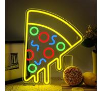 Pizza luz de Neón Letrero Led Acrílico con Forma de Comida Letreros de Neón para pared Letrero de Luz de Neón Led Amarillo para Pizza para Dormitorio Restaurante Cocina Decoración de Fiesta