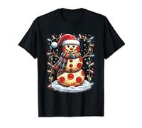 Pizza Muñeco De Nieve Sombrero De Santa Comida Rápida Feliz Fiesta Camiseta