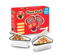 PIZZA PACK The Perfect Reusable Pizza Storage Container with 5 Microwavable Serving Trays - BPA-Free Adjustable Pizza Slice Container to Organize & Sa