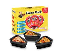 PIZZA PACK The Perfect Reusable Pizza Storage Container with 5 Microwavable Serving Trays - BPA-Free Adjustable Pizza Slice Container to Organize & Sa
