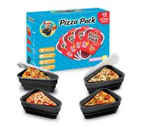 PIZZA PACK The Perfect Reusable Pizza Storage Container with 5 Microwavable Serving Trays - BPA-Free Adjustable Pizza Slice Container to Organize & Sa