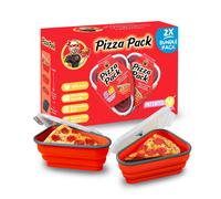 PIZZA PACK The Perfect Reusable Pizza Storage with 5 Microwavable Serving Tray - BPA-Free Adjustable Pizza Slice Container Space Saver 2 Pack Red