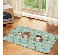 Pizza Party - Mantel de piel absorbente con estampado de mascotas para perros y gatos, tapete de comida de 60 x 40 cm, 4 mm de grosor