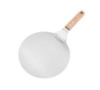 Pizza Peel- 43.8x25.3cm Steel Pizza Peel Slider, Comfortable Round Dough Scraper Tool | Sliding Dough Peels With Wood Handle And Kitchen Accessories For Baking BBQ Outdoor Serving Cooking Restaurant