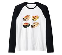 Pizza Pug Camiseta Manga Raglan