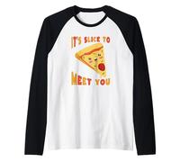 Pizza Slice Cute Funny Food Juego de Palabras Camiseta Manga Raglan