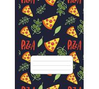Pizza Slice & Olive Composition Notebook: Tasty Pizza, Basil & Olive Doodle Design on Dark Background | Wide Ruled | 110 Lined Pages | 8.5 x 11 in | Fun Food-Themed Notebook for Kids & Teens