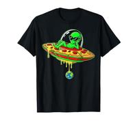 Pizza Slice UFO Alien Funny Cosmic Food Camiseta