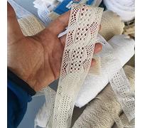 PIZZITALIANI Encajes y Puntillas - Encaje de Bolillos CRUDO entredos, Altura 5 cm X 10m, Pasamanería de Algodon para vestidos, costura creativa, manualidades, bomboneras