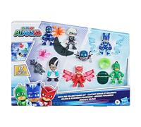PJ Masks Set de Figuras de héroes y Villanos niños en Edad Preescolar, 7 Figuras de acción con 10 Accesorios, a Partir de 3 años