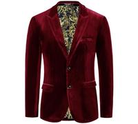 PJ Paul Jones Blazer de Terciopelo para Hombre, con Dos Botones, Color sólido, Ajustado, Abrigo Deportivo para cenas, Bailes, Bodas, Vino, Medium
