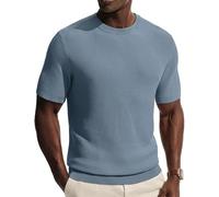 PJ PAUL JONES Camiseta de manga corta para hombre, cuello redondo, de punto liso, para hombre, azul, XL