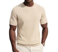 PJ PAUL JONES Camiseta de manga corta para hombre, cuello redondo, informal, de punto, albaricoque, S
