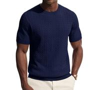 PJ PAUL JONES Camiseta de manga corta para hombre, cuello redondo, informal, de punto, azul marino, L