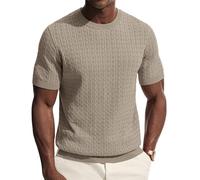 PJ PAUL JONES Camiseta de manga corta para hombre, cuello redondo, informal, de punto, caqui, L