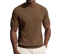 PJ PAUL JONES Camiseta de manga corta para hombre, cuello redondo, informal, de punto, marrón, L