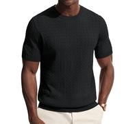 PJ PAUL JONES Camiseta de manga corta para hombre, cuello redondo, informal, de punto, Negro, S