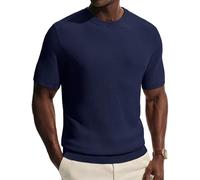 PJ PAUL JONES Camisetas de manga corta para hombre, cuello redondo, camisetas de punto liso, azul marino, S