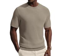 PJ PAUL JONES Camisetas de manga corta para hombre, cuello redondo, camisetas de punto liso, caqui, XL