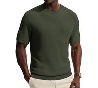 PJ PAUL JONES Camisetas de manga corta para hombre, cuello redondo, camisetas de punto liso, verde, L