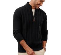 PJ PAUL JONES Cárdigan para hombre con cremallera y cuello alto, cárdigan de punto Slim Fit a rayas, Negro , XXL