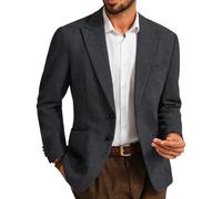 PJ PAUL JONES Chaqueta de lana tweed para hombre, estilo deportivo, corte regular, blazer británico moderno para hombres, gris oscuro, XXL