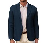 PJ PAUL JONES Chaqueta de lino para hombre, informal, ajustada, ligera, de 2 botones, deportiva, ajustada, para ocio, marine, XL