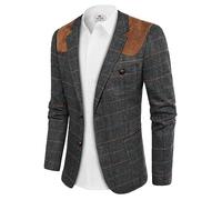 PJ Paul Jones - Chaqueta Deportiva de Tweed de Espiga para Hombre, Dos Botones, Mezcla de Lana, Chaqueta Formal, Gris Oscuro, XX-Large