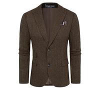 PJ PAUL JONES Sakko Americana británica de corte regular para hombre, 2 botones, moderna chaqueta de negocios, marrón oscuro, L