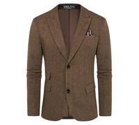 PJ PAUL JONES Sakko Americana británica de corte regular para hombre, 2 botones, moderna chaqueta de negocios, Café rojo, L