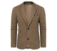 PJ PAUL JONES Sakko Americana británica de corte regular para hombre, 2 botones, moderna chaqueta de negocios, Braun-a., M