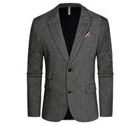 PJ PAUL JONES Sakko Americana británica de corte regular para hombre, 2 botones, moderna chaqueta de negocios, negro-blanco, L