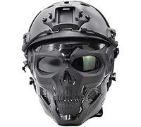 PJ táctico Casco Fast con máscara de Calavera de Cara Completa Ajustable Adecuado para Airsoft Paintball, Halloween, Juegos de rol, Fiestas de Disfraces