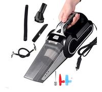 PJDDP Aspirador De Coche Multifunción Portátil 4 En 1 con Reflector, Indicador De Presión De Neumáticos De Alta Potencia De 120 W CC Y 12 V E Inflador De Coche con Filtro HEPA Lavable