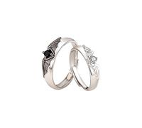 Pjeghbvop 1 par de pares de alas minimalistas anillos de banda a juego simple regalo de boda abierto para él sus anillos de ángel y diablo para él y ella