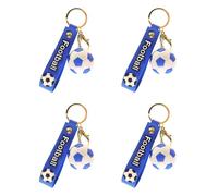Pjeghbvop 4 llaveros con forma de fútbol, ideal para eventos de fútbol, fiestas y regalos de fanáticos, tema de regalo, construcción de PVC y deportes