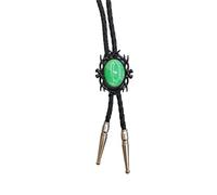 Pjeghbvop Bolotie de cuero con colgante de piedra negra | Collar de cuerda de cuero Bolotie con marco negro piedra colgante joyería corbata collar para hombres y mujeres