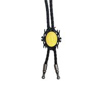 Pjeghbvop Bolotie de cuero con colgante de piedra negra | Collar de cuerda de cuero Bolotie con marco negro piedra colgante joyería corbata collar para hombres y mujeres